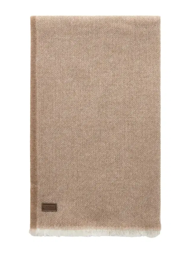 Canali Frayed Herringbone Wool and Cashmere-Blend Scarf - Men