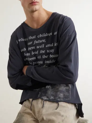 Enfants Riches Déprimés The Greatest Love of All Distressed Printed Cotton-Jersey T-Shirt - Men | Thumbnail 5