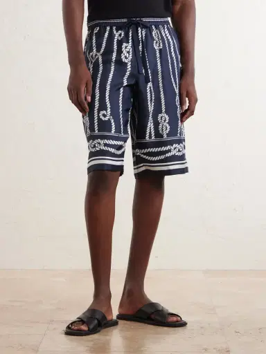 Dolce & Gabbana Marina Straight-Leg Printed Silk-Twill Drawstring Shorts - Men | Thumbnail 3 Dolce & Gabbana Marina Straight-Leg Printed Silk-Twill Drawstring Shorts - Men | Thumbnail 3