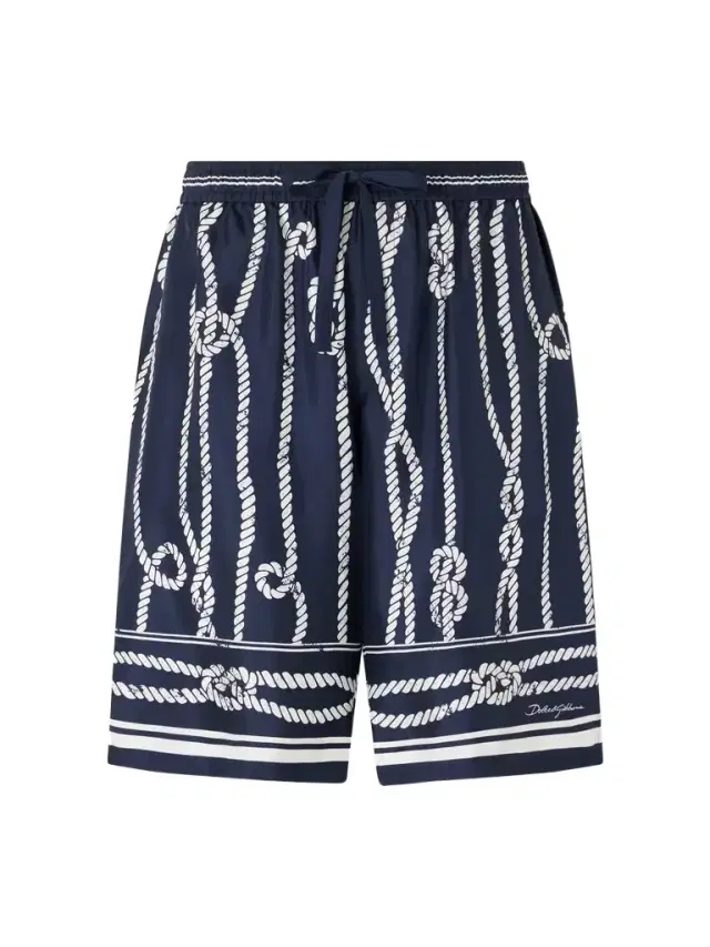 Marina Straight-Leg Printed Silk-Twill Drawstring Shorts - Men