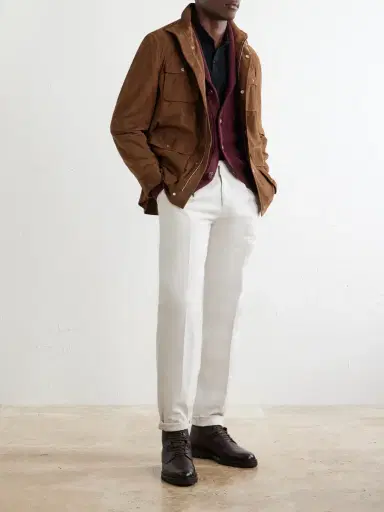 Brunello Cucinelli Straight-Leg Pleated Cotton-Twill Trousers - Men | Thumbnail 2