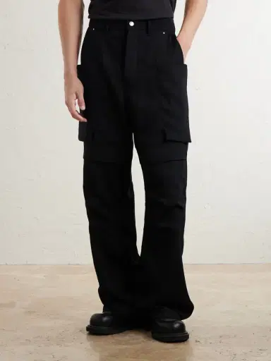Rick Owens Stefan Flared Grain De Poudre Wool Cargo Trousers - Men | Thumbnail 3 Rick Owens Stefan Flared Grain De Poudre Wool Cargo Trousers - Men | Thumbnail 3