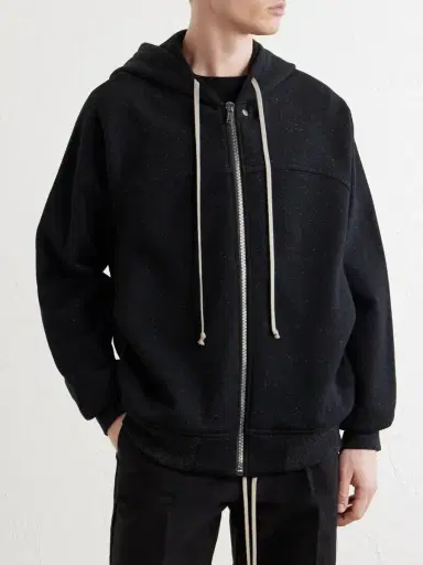 Rick Owens Washed Wool and Cotton-Blend Zip-Up Hoodie - Men | Thumbnail 3