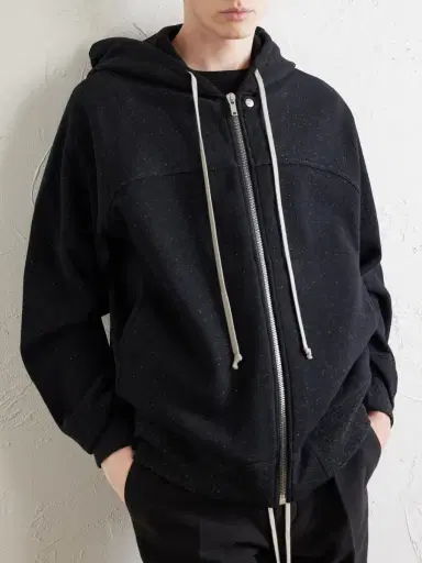 Rick Owens Washed Wool and Cotton-Blend Zip-Up Hoodie - Men | Thumbnail 5