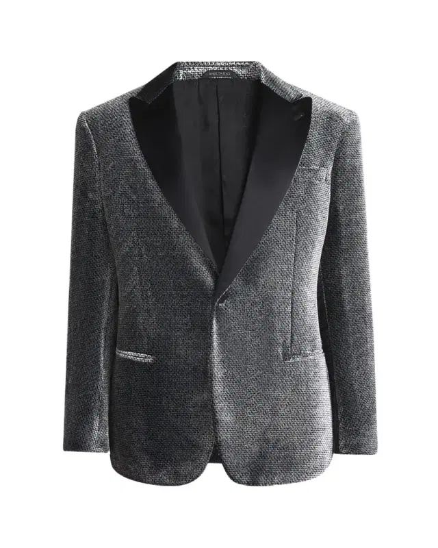 Men's Velvet-Effect Peak Lapel Dinner Jacket