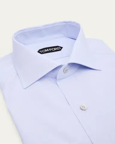 TOM FORD Men's Solid Cotton Dress Shirt | Thumbnail 2