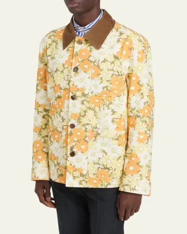 Valentino Garavani Men's Floral-Print Cotton Jacket | Thumbnail 4 Valentino Garavani Men's Floral-Print Cotton Jacket | Thumbnail 4
