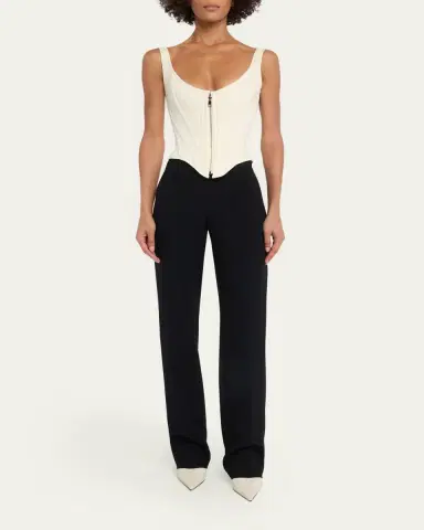 Wiederhoeft Venus Denim Zip Corset Top | Thumbnail 2 Wiederhoeft Venus Denim Zip Corset Top | Thumbnail 2