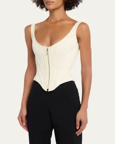 Wiederhoeft Venus Denim Zip Corset Top | Thumbnail 4 Wiederhoeft Venus Denim Zip Corset Top | Thumbnail 4
