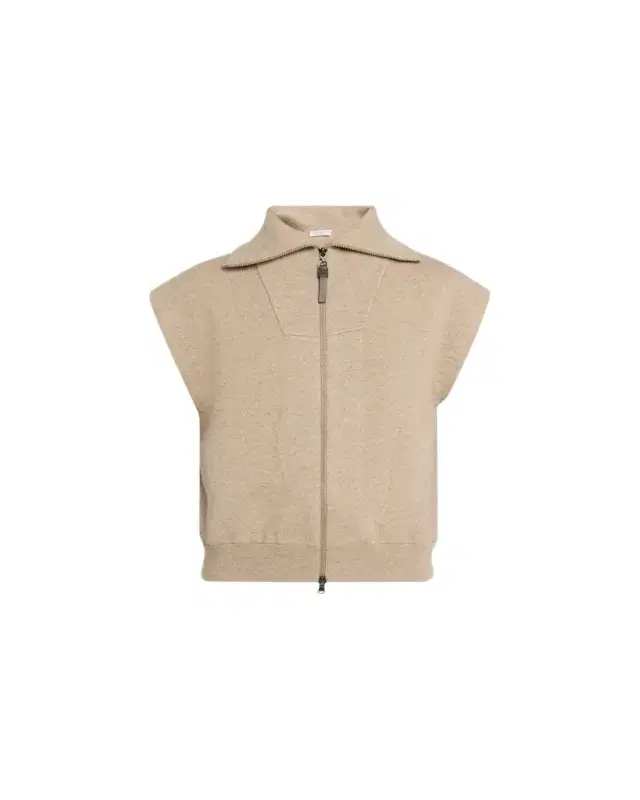 Brunello Cucinelli Sleeveless Cashmere Zip Cardigan
