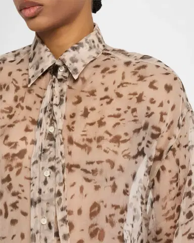 Brunello Cucinelli Printed Silk Chiffon Shirt | Thumbnail 5 Brunello Cucinelli Printed Silk Chiffon Shirt | Thumbnail 5