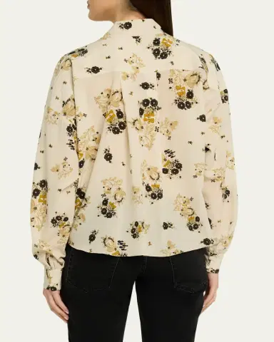 Isabel Marant Fedry Floral-Print Silk Neck-Scarf Blouse | Thumbnail 3