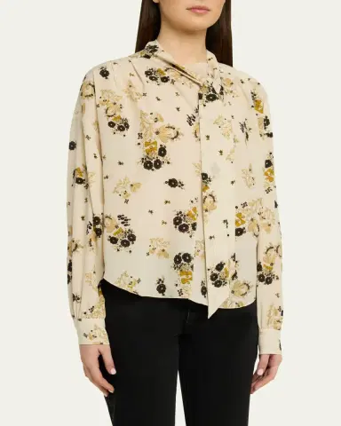 Isabel Marant Fedry Floral-Print Silk Neck-Scarf Blouse | Thumbnail 4