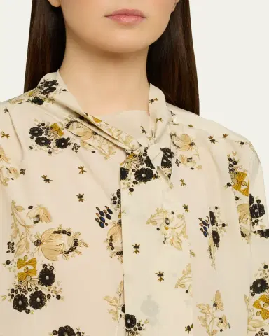 Isabel Marant Fedry Floral-Print Silk Neck-Scarf Blouse | Thumbnail 5
