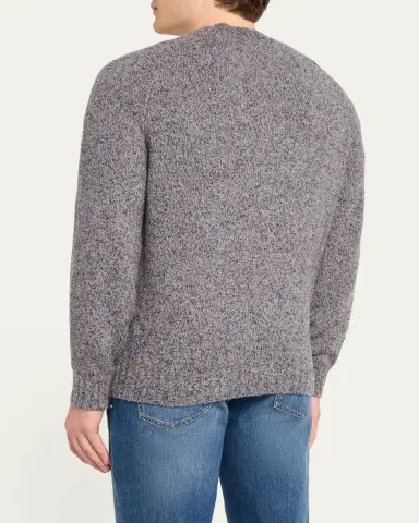 Brunello Cucinelli Men's Wool, Silk and Cashmere Donegal Crewneck Sweater | Thumbnail 3