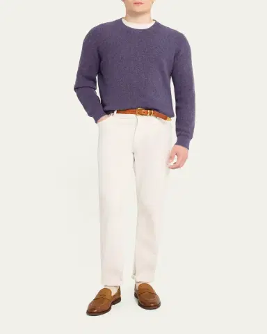 Brunello Cucinelli Men's Crewneck English Rib Cashmere Sweater | Thumbnail 12