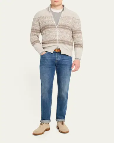 Brunello Cucinelli Men's Crewneck English Rib Cashmere Sweater | Thumbnail 17