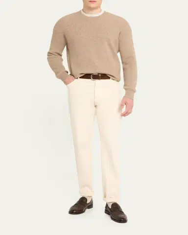 Brunello Cucinelli Men's Crewneck English Rib Cashmere Sweater | Thumbnail 7