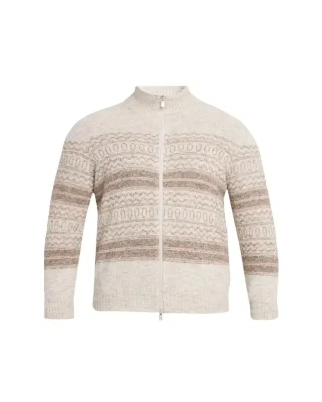 Brunello Cucinelli Men's Geometric Stripe Full-Zip Cardigan