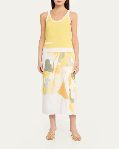 Vince Painted Satin-Viscose Midi Skirt | Thumbnail 2