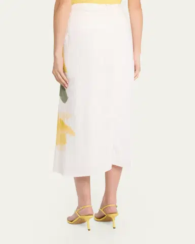 Vince Painted Satin-Viscose Midi Skirt | Thumbnail 3