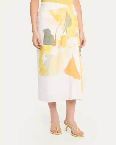 Vince Painted Satin-Viscose Midi Skirt | Thumbnail 4