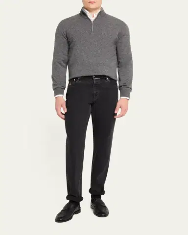 Brunello Cucinelli Men's Cashmere Quarter-Zip Sweater | Thumbnail 2