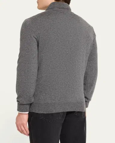 Brunello Cucinelli Men's Cashmere Quarter-Zip Sweater | Thumbnail 3