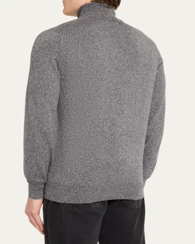 Brunello Cucinelli Men's Cashmere Melange Turtleneck Sweater | Thumbnail 3