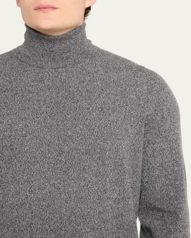 Brunello Cucinelli Men's Cashmere Melange Turtleneck Sweater | Thumbnail 5