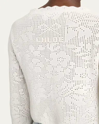 Chloé Scalloped Cotton Pointelle-Knit Cardigan | Thumbnail 5 Chloé Scalloped Cotton Pointelle-Knit Cardigan | Thumbnail 5