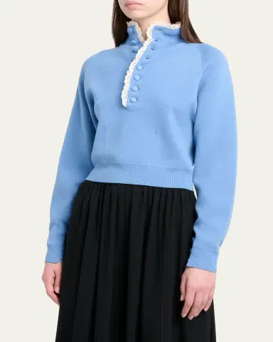 Chloé Wool Knit and Lace Pullover | Thumbnail 4 Chloé Wool Knit and Lace Pullover | Thumbnail 4