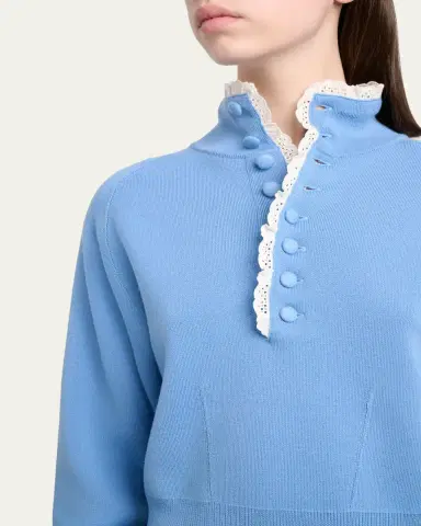 Chloé Wool Knit and Lace Pullover | Thumbnail 5 Chloé Wool Knit and Lace Pullover | Thumbnail 5