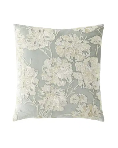 Callisto Home Glyes Floral Beaded and Embroidered Velvet Decorative Pillow, 22" Square | Thumbnail 1