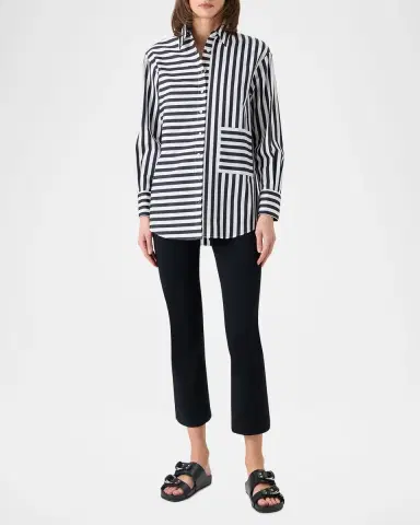 Akris punto Large Striped Cotton Poplin Oversized Button-Down Shirt | Thumbnail 2