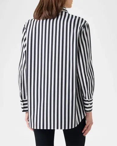 Akris punto Large Striped Cotton Poplin Oversized Button-Down Shirt | Thumbnail 3
