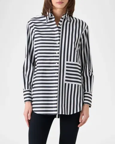 Akris punto Large Striped Cotton Poplin Oversized Button-Down Shirt | Thumbnail 6