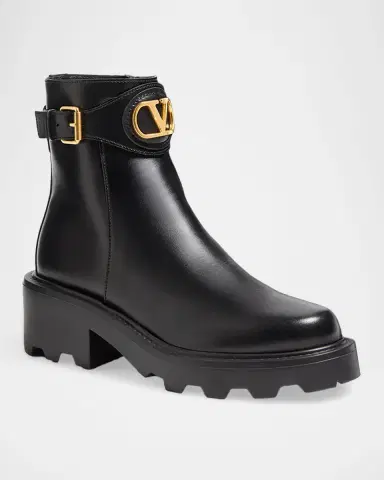 Valentino Garavani 55mm VLogo Signature Chunky Leather Ankle Boots | Thumbnail 3 Valentino Garavani 55mm VLogo Signature Chunky Leather Ankle Boots | Thumbnail 3