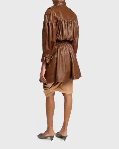 Chloé Gathered Shiny Leather Belted Trench Coat | Thumbnail 2 Chloé Gathered Shiny Leather Belted Trench Coat | Thumbnail 2