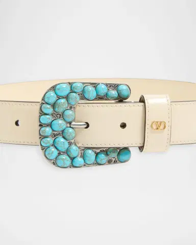 Valentino Garavani VLogo Signature Brushed Calfskin Belt, 30mm | Thumbnail 3 Valentino Garavani VLogo Signature Brushed Calfskin Belt, 30mm | Thumbnail 3