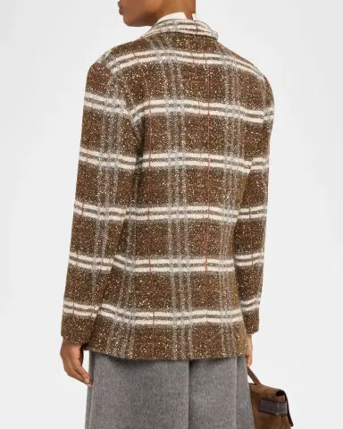 Brunello Cucinelli Single-Breasted Plaid Jacket | Thumbnail 3