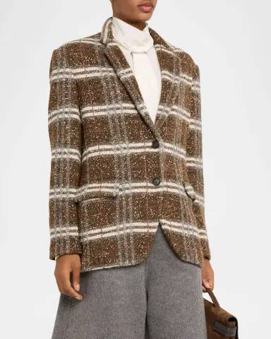 Brunello Cucinelli Single-Breasted Plaid Jacket | Thumbnail 4