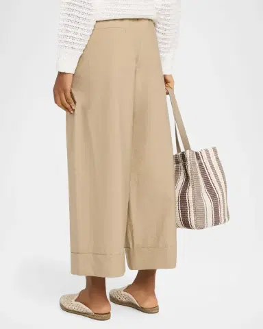 Brunello Cucinelli Elastic-Waist Wide-Leg Ankle Pants | Thumbnail 3