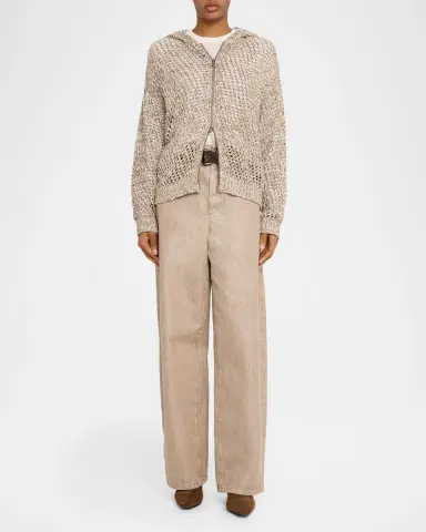 Brunello Cucinelli Monili-Trim Sleeve-Panel Cashmere Sweater | Thumbnail 2 Brunello Cucinelli Monili-Trim Sleeve-Panel Cashmere Sweater | Thumbnail 2