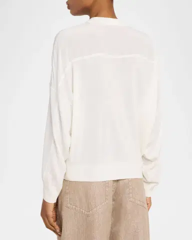 Brunello Cucinelli Monili-Trim Sleeve-Panel Cashmere Sweater | Thumbnail 3 Brunello Cucinelli Monili-Trim Sleeve-Panel Cashmere Sweater | Thumbnail 3