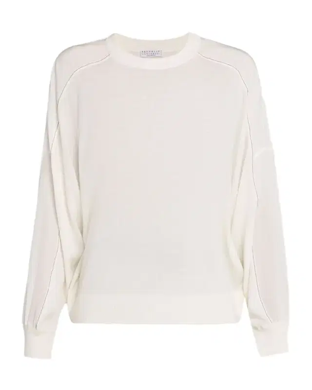 Brunello Cucinelli Monili-Trim Sleeve-Panel Cashmere Sweater