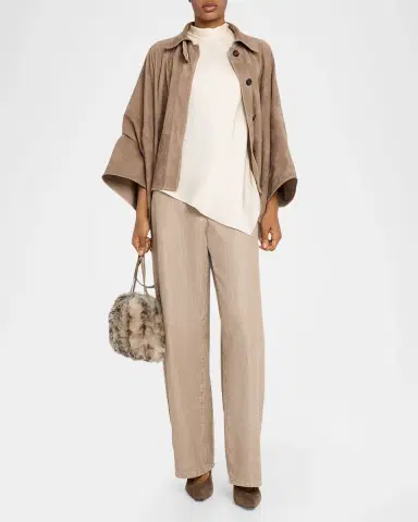 Brunello Cucinelli Asymmetric Sleeveless Silk Blouse | Thumbnail 2