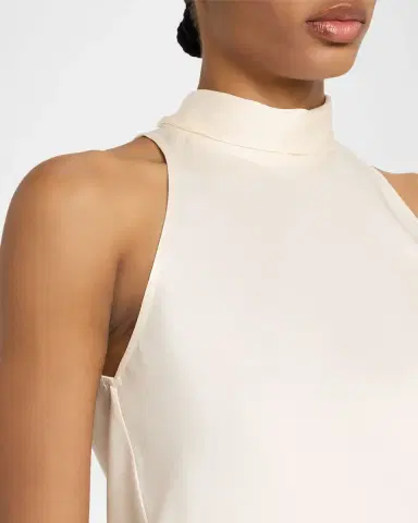Brunello Cucinelli Asymmetric Sleeveless Silk Blouse | Thumbnail 5