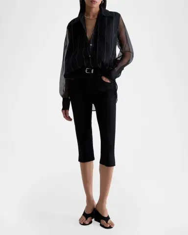 AG Jeans Relaxed-Fit Sheer Pinstripe Shirt | Thumbnail 2 AG Jeans Relaxed-Fit Sheer Pinstripe Shirt | Thumbnail 2