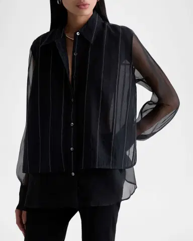 AG Jeans Relaxed-Fit Sheer Pinstripe Shirt | Thumbnail 4 AG Jeans Relaxed-Fit Sheer Pinstripe Shirt | Thumbnail 4